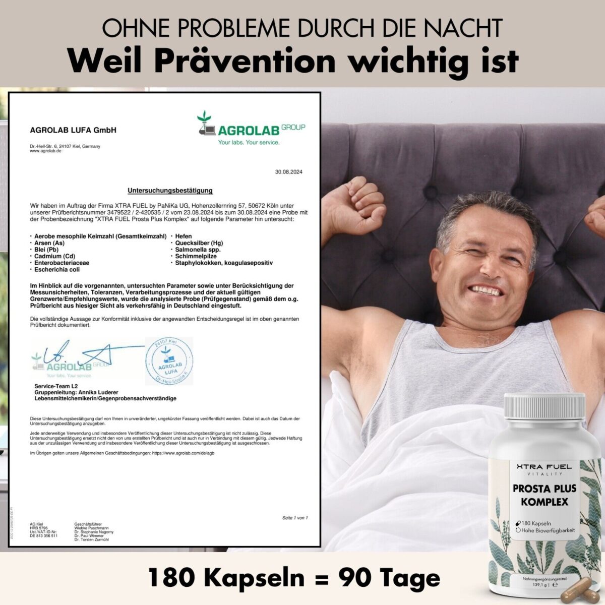 Prostata Kapseln 180 Stück, Prosta Plus Komplex, vegan, geprüft & hochdosiert