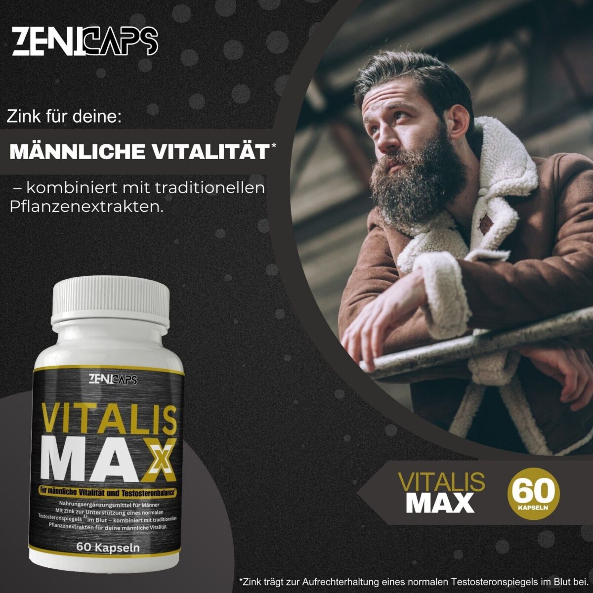 ZENICAPS Vitalis Max Kapseln | Kraft für den aktiven Mann | Einfache Anwendung